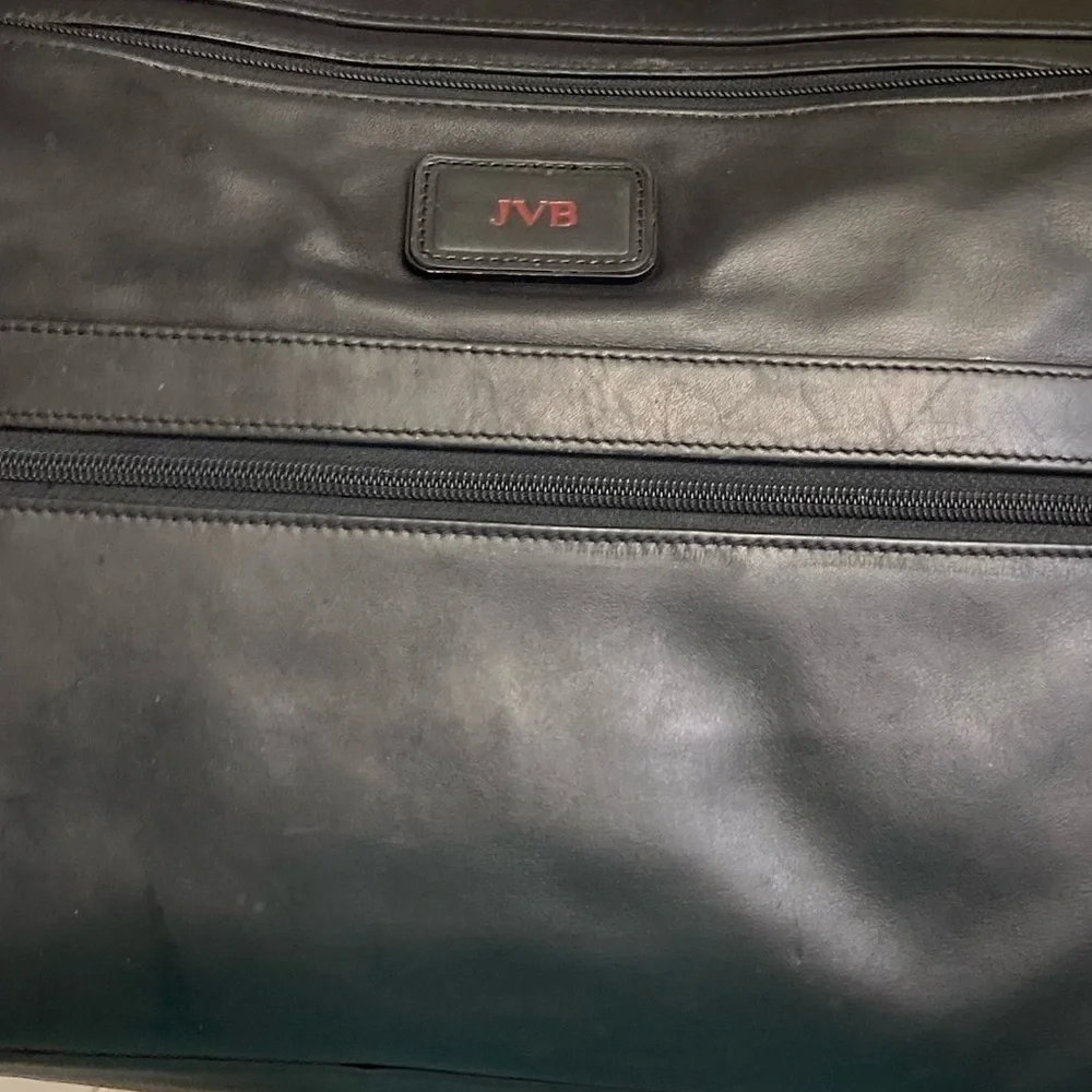 Tumi black leather mens briefcase bag